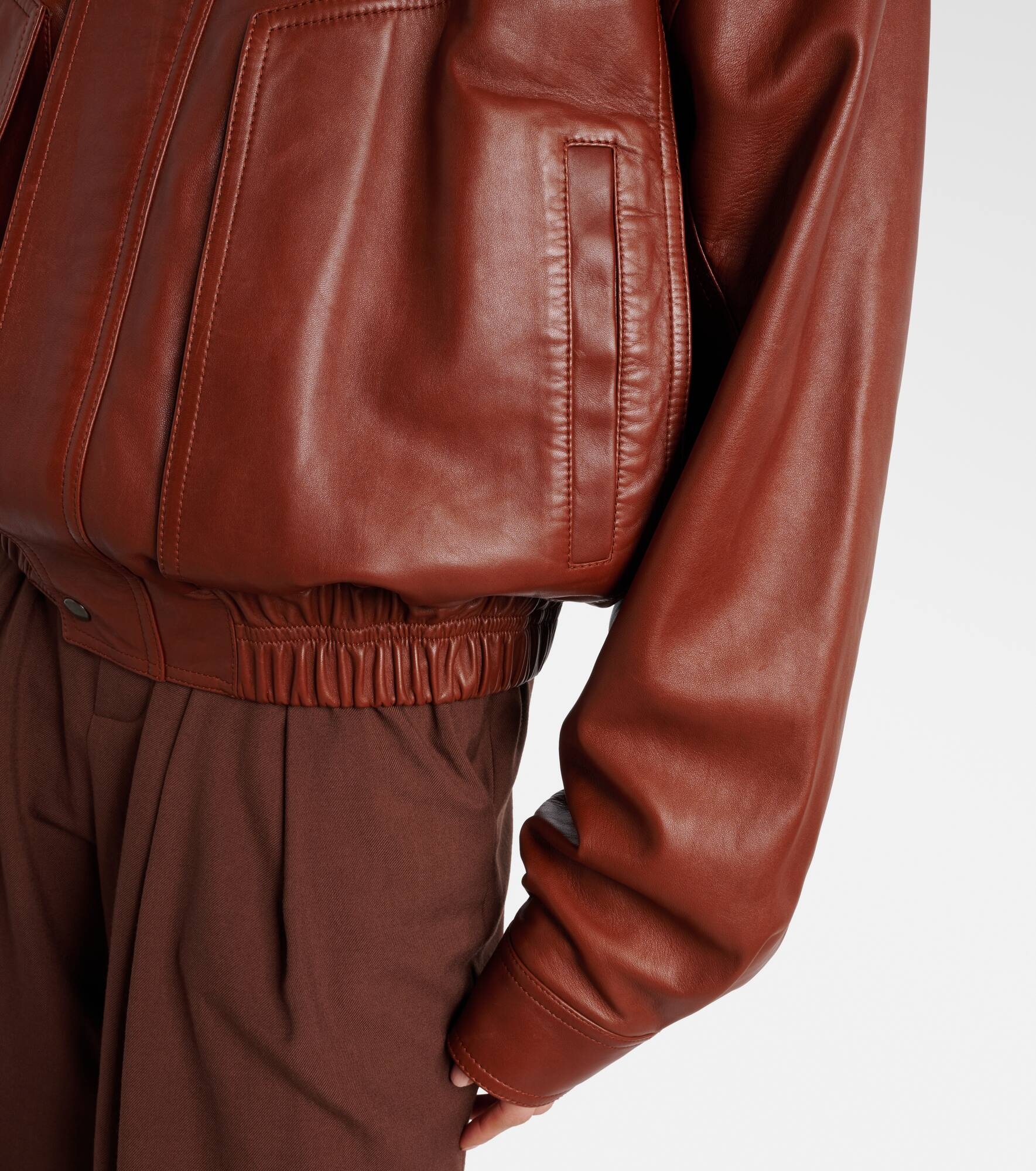 Leather bomber jacket - 5