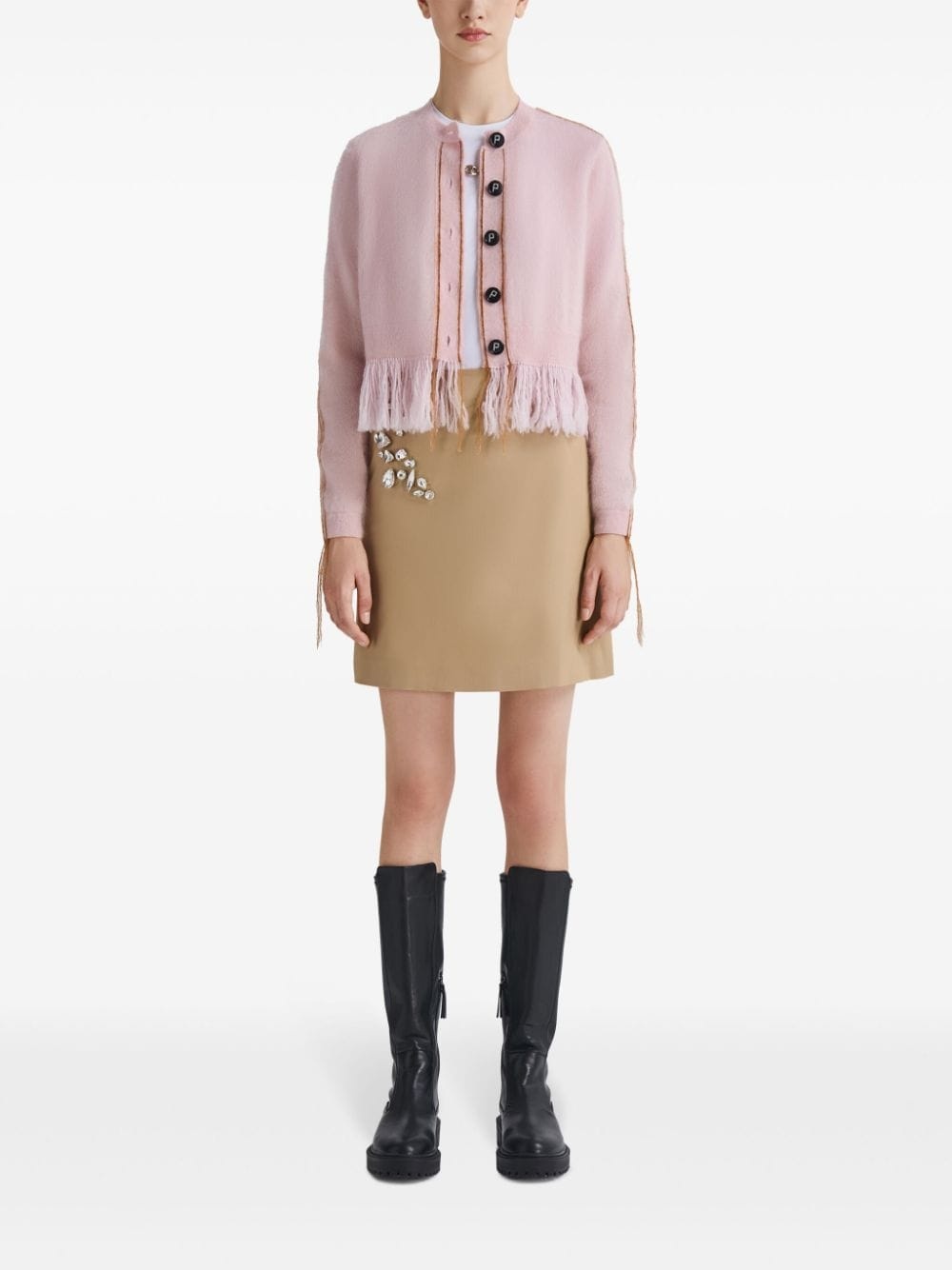 contrast-stitch cardigan - 2