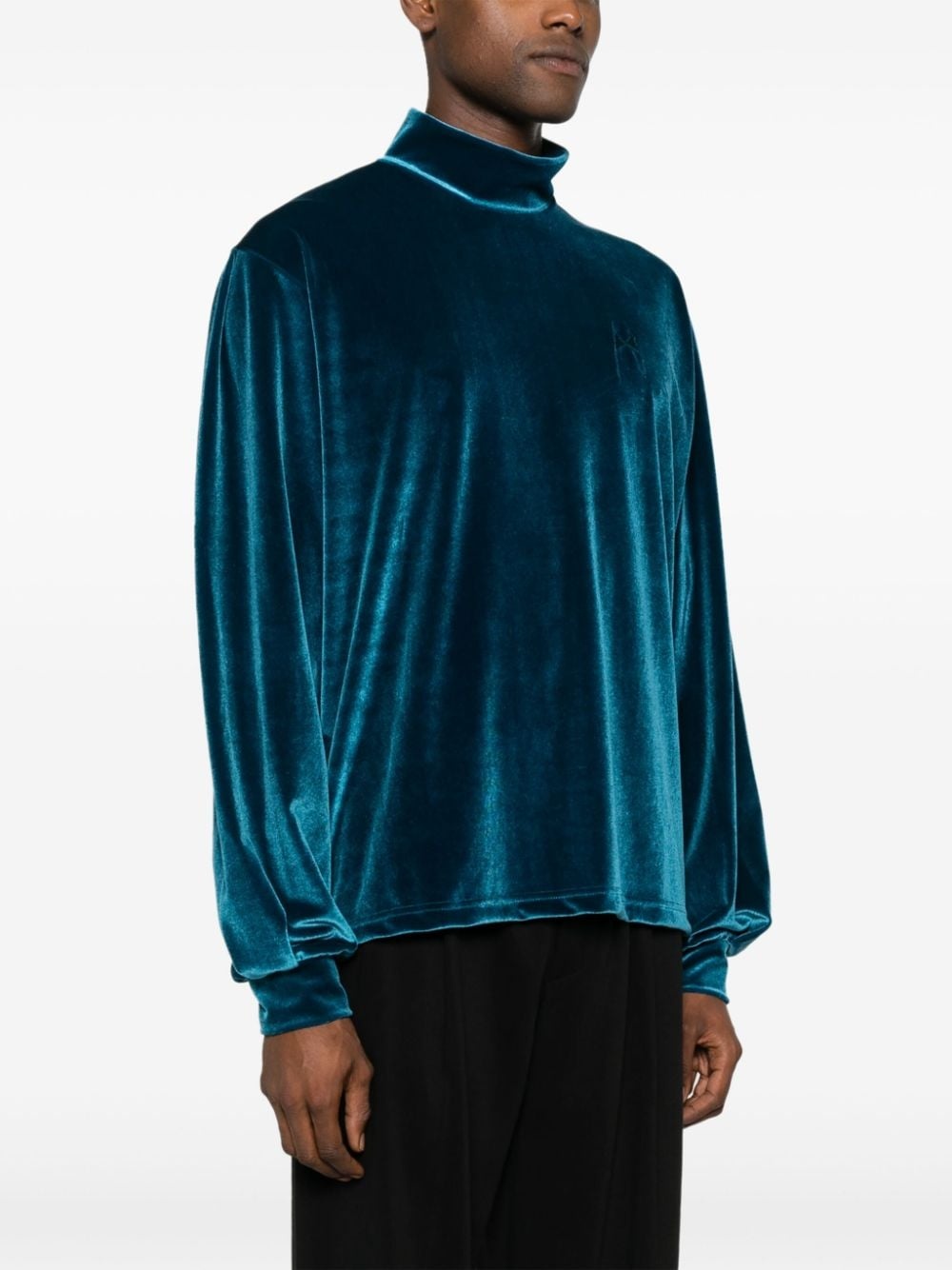 high-neck velvet jumper - 3