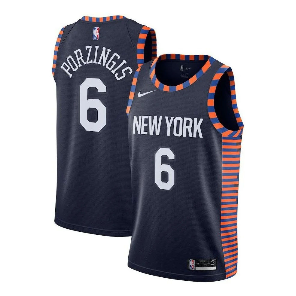Nike NBA NYC Knicks Swingman Jersey Porzingis 'City Edition' Navy AJ4630-419 - 1