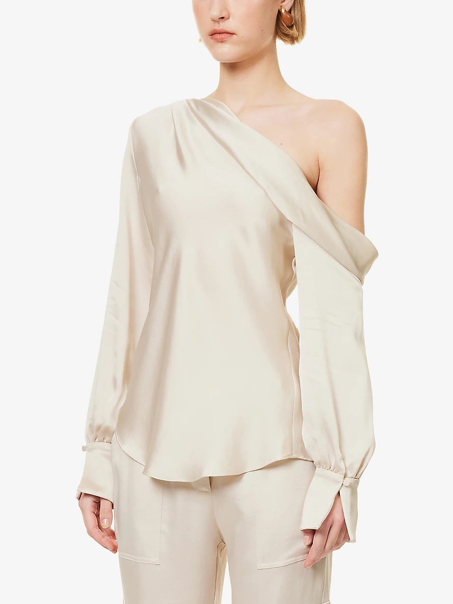 Alice asymmetric-neck satin top - 3