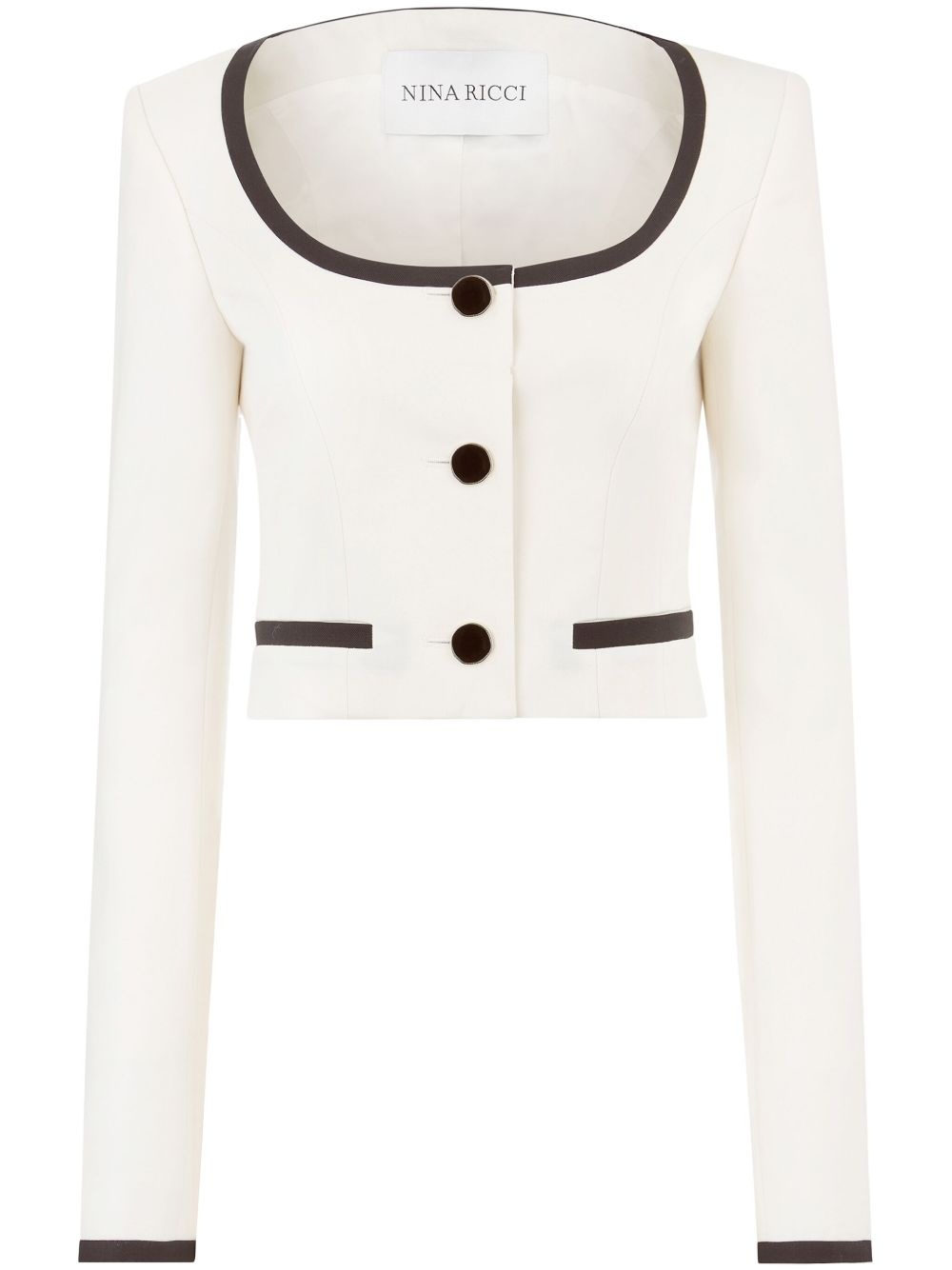 round-neck two-tone crop jacket - 1