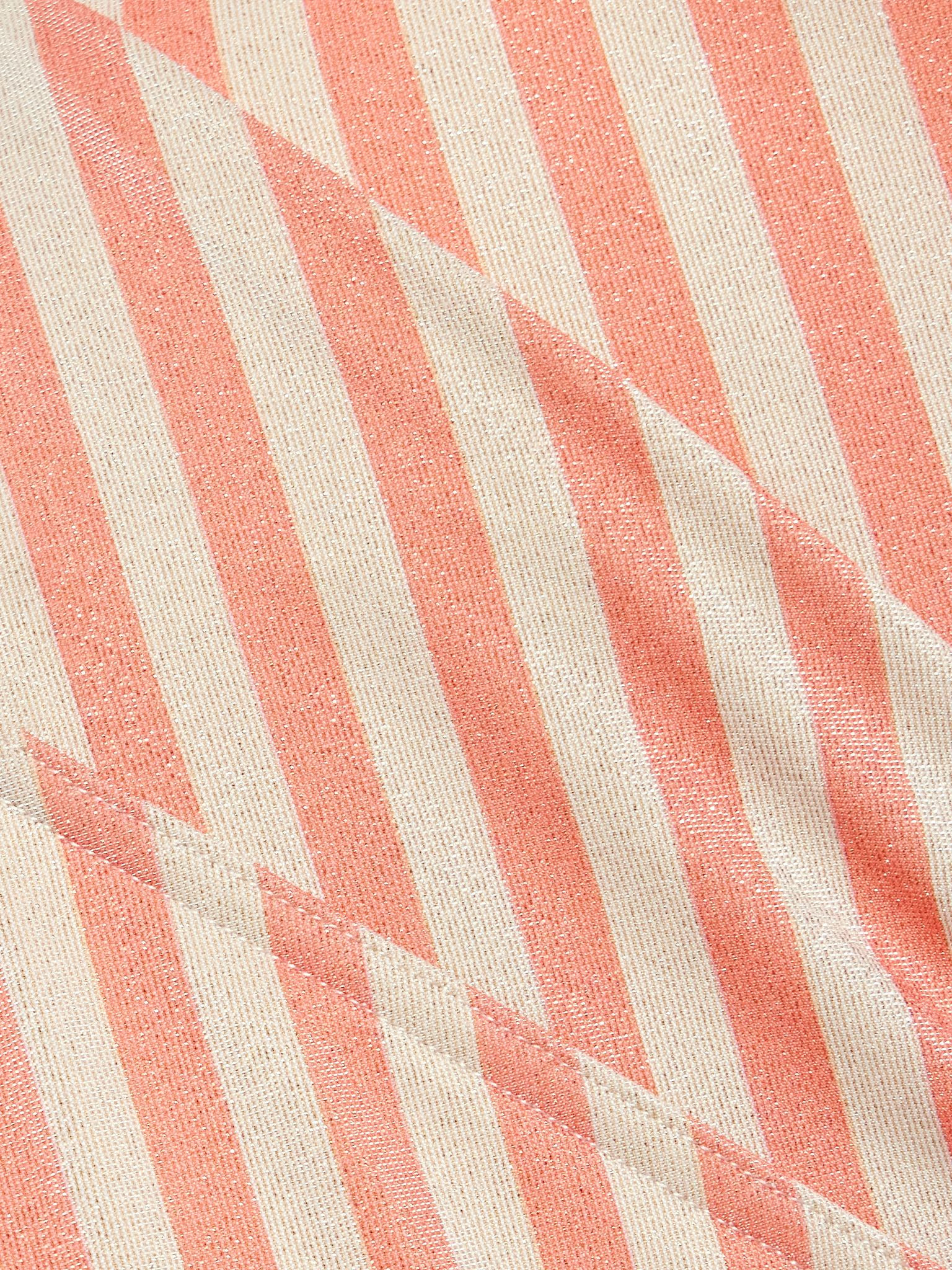 Cascadian cutout tie-detailed striped metallic recycled swimsuit Coral - 4