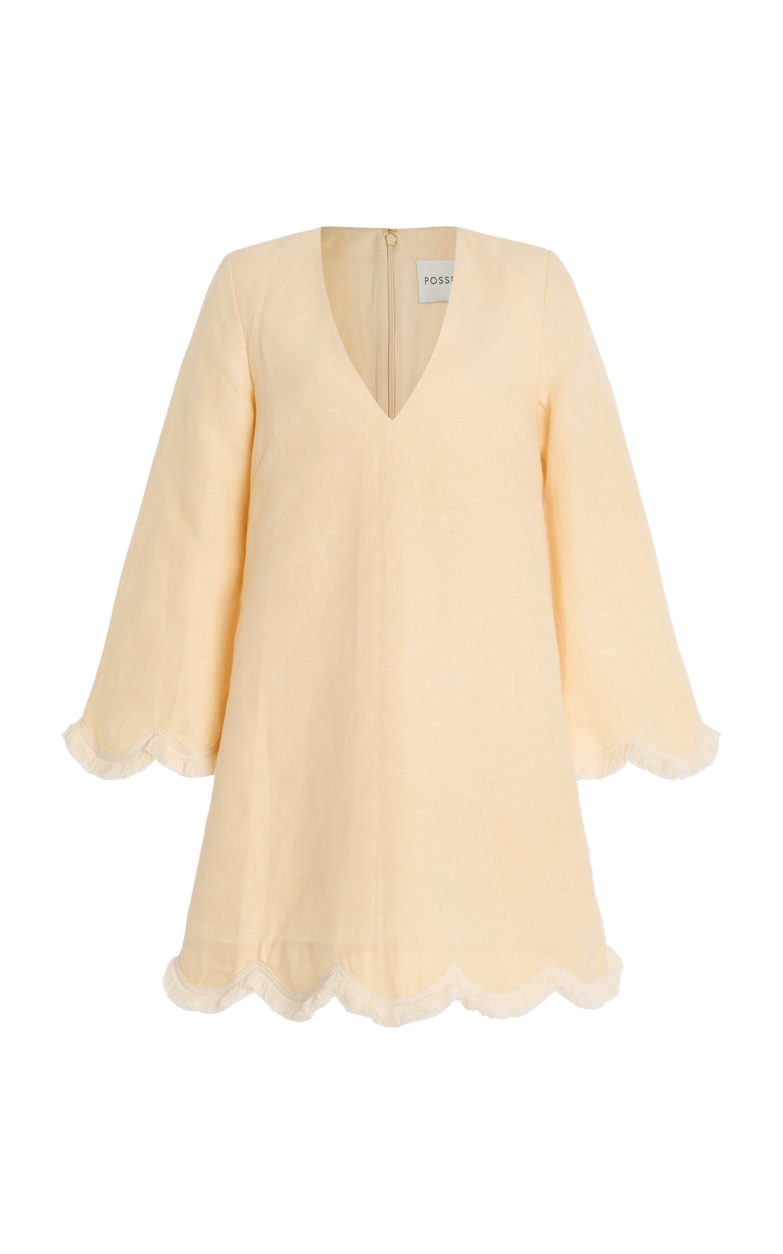Essie Fringed Linen Mini Kaftan yellow - 1