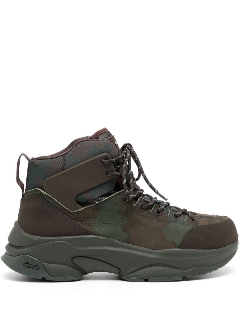 camouflage-print lace-up boots - 1