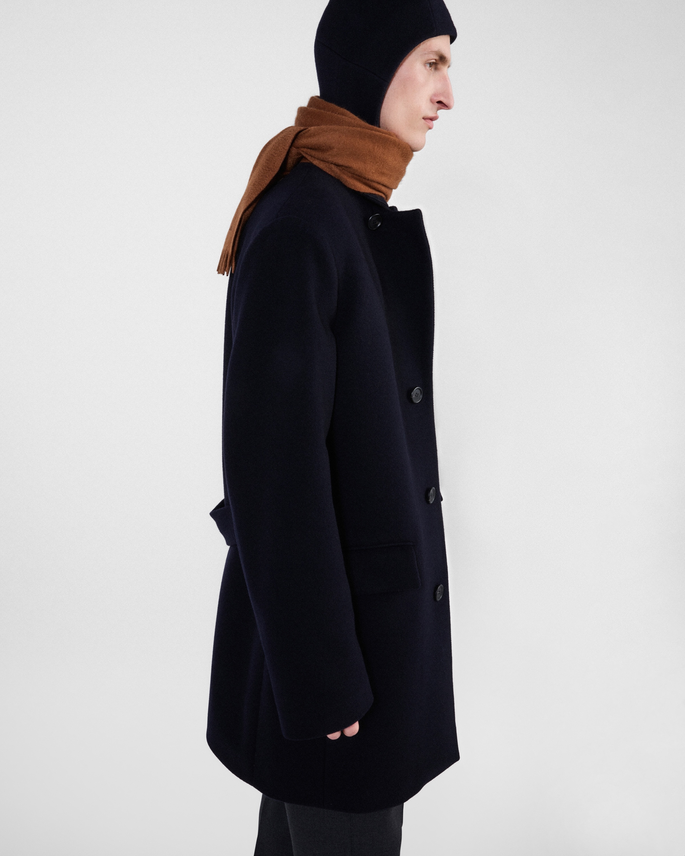 Single-breasted wool blend coat - 4