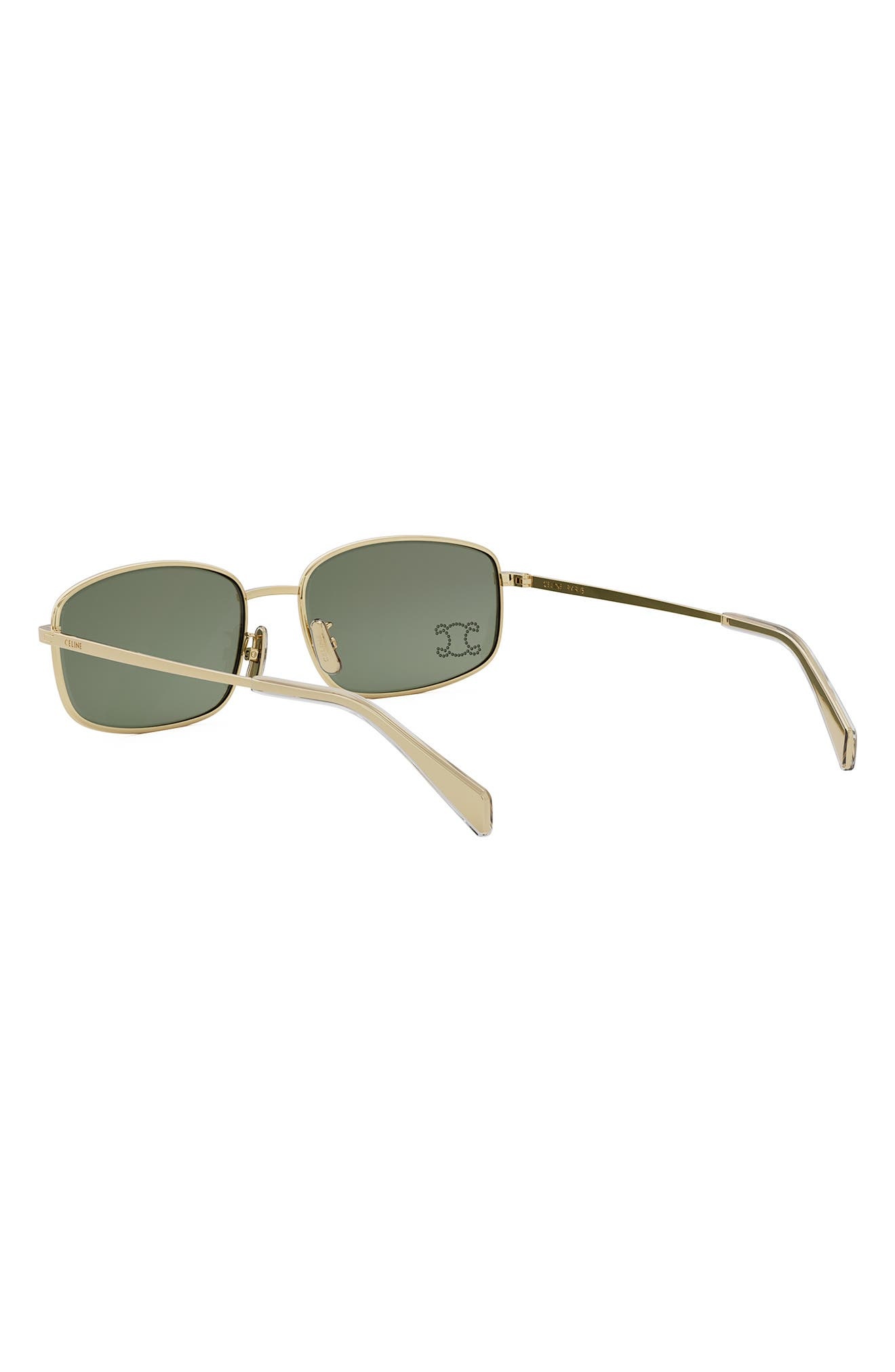 CELINE Triomphe 60mm Rectangular Sunglasses in Shiny Endura Gold /Green at Nordstrom - 3