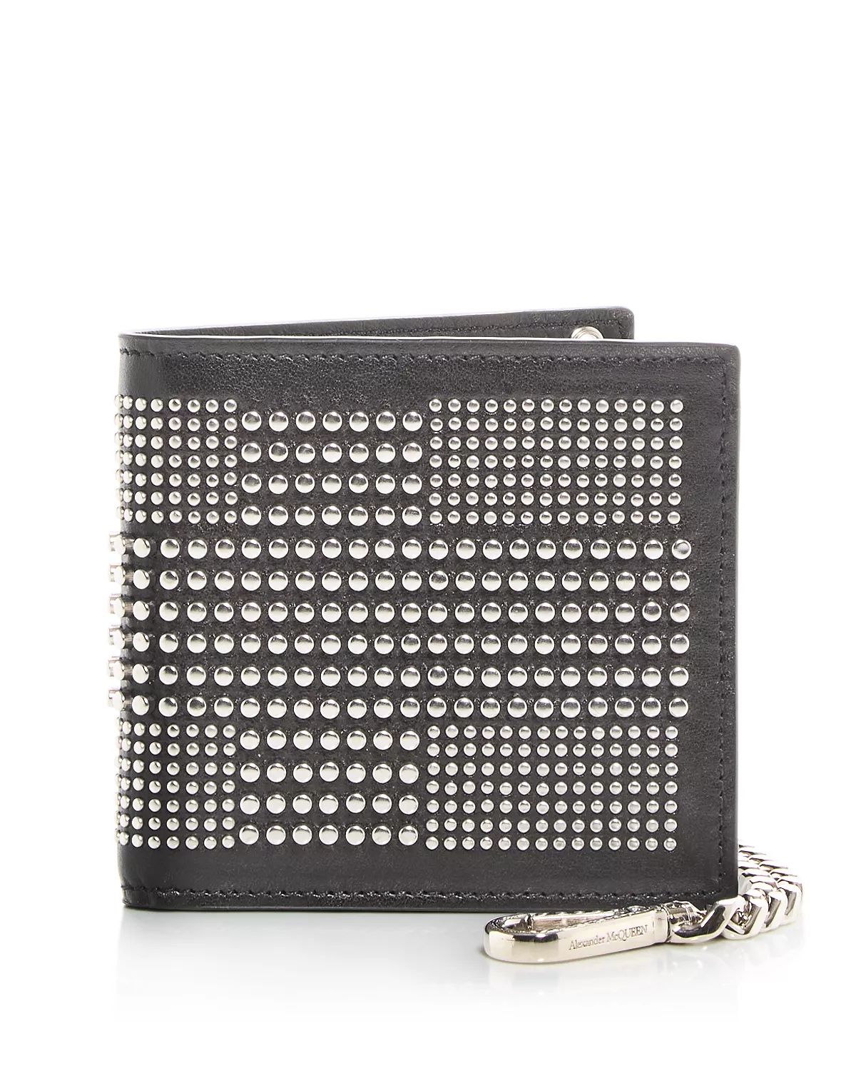 Studded Leather Bifold Chain Wallet - 1