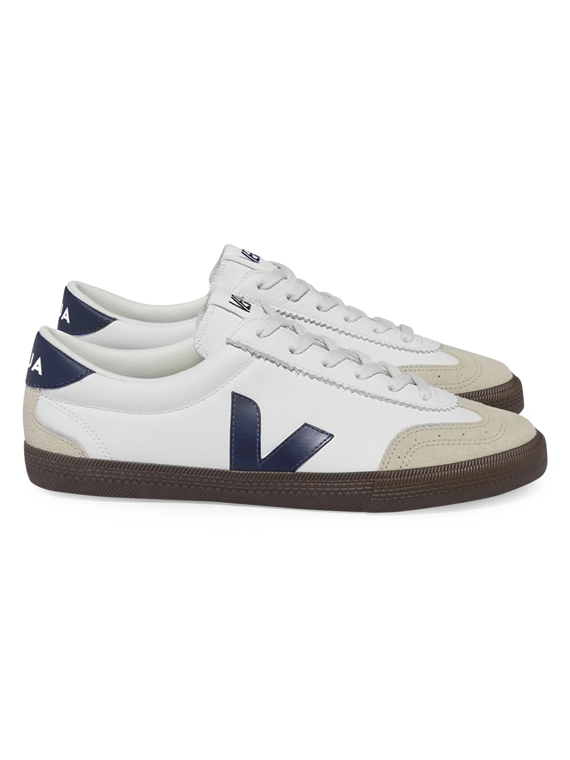 Women's Volley Colorblocked Leather Low-Top Court Sneakers - White Blue - 1