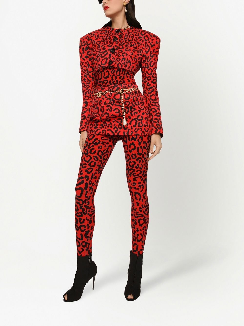 cropped leopard-print blazer - 2