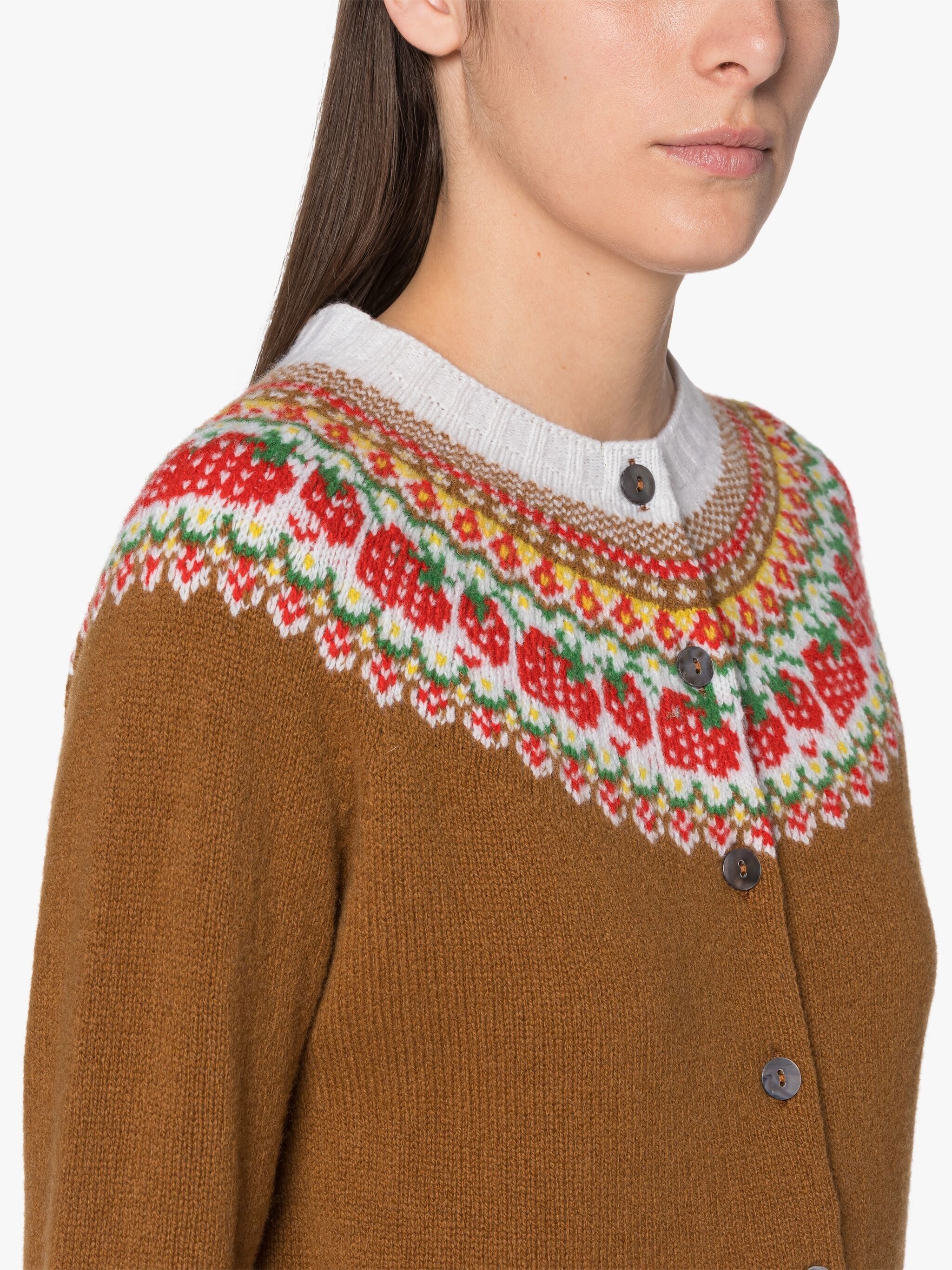 KILLIAN BROWN WOOL FAIR ISLE CARDIGAN - 2