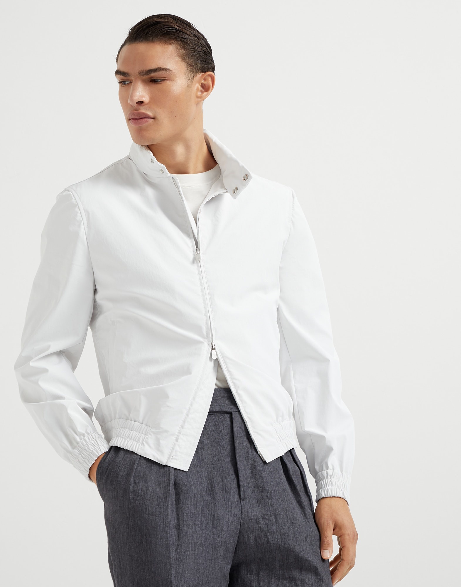 Water-resistant bonded cotton unlined outerwear jacket with packable hood - 1