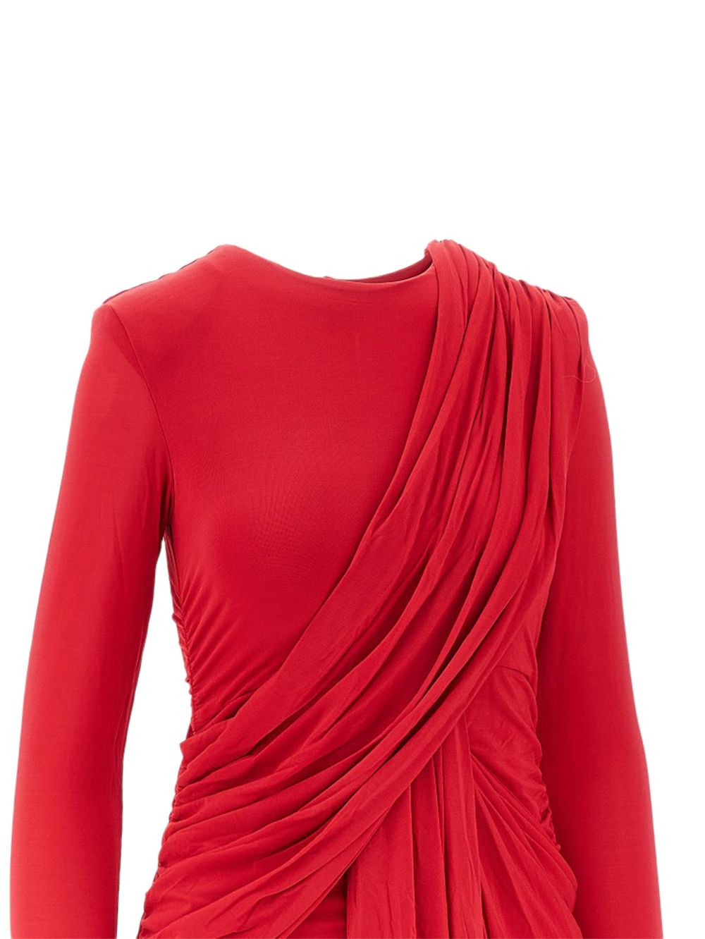 draped long-sleeve mini dress - 2