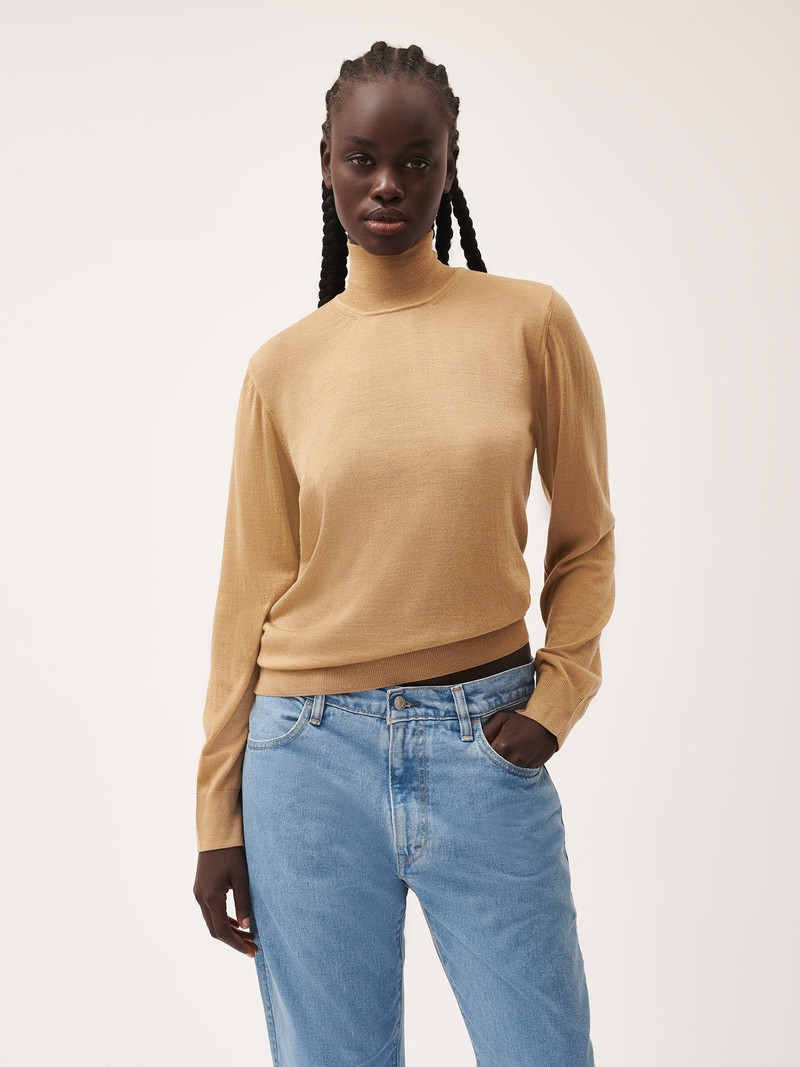 PANGAIA Women’s Regenerative Merino Wool Turtleneck Sweater - Camel outlook