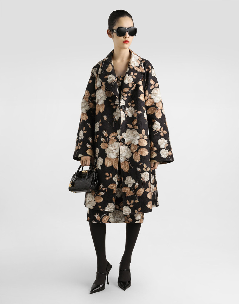 Dolce & Gabbana Rose-print brocade dress outlook