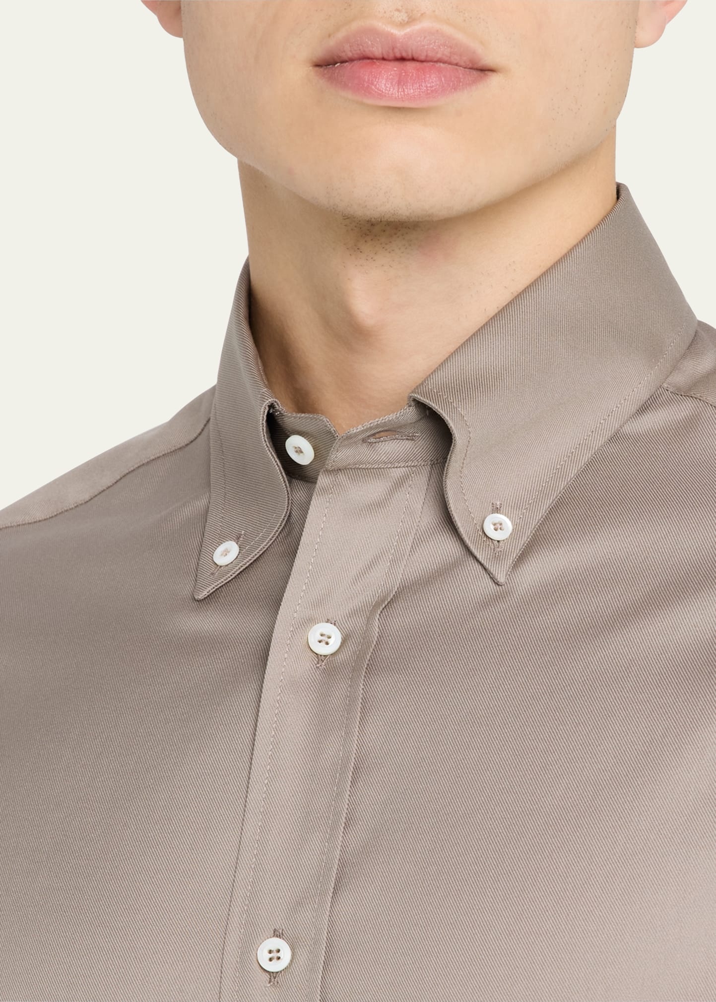 Men's Cotton Twill Casual Button-Down Shirt - 5