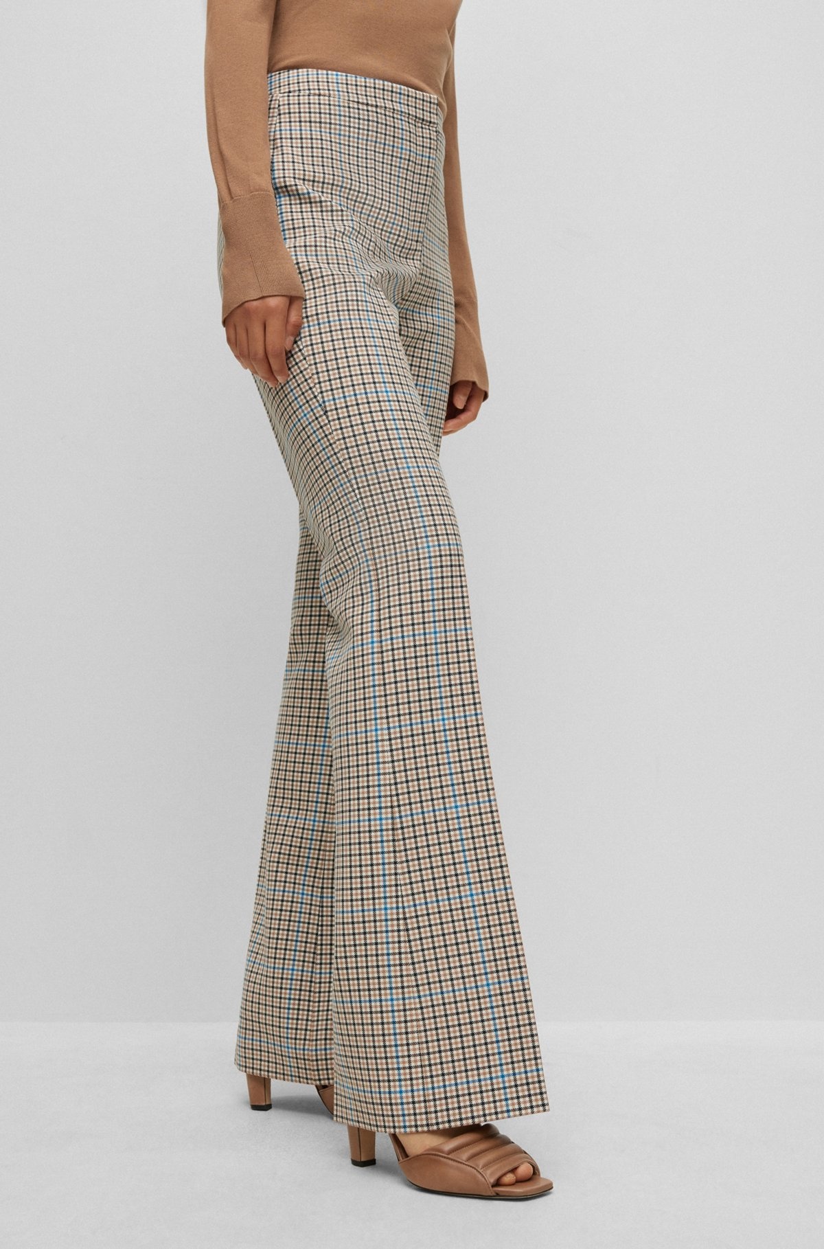 REGULAR-FIT TROUSERS IN CHECKED STRETCH MATERIAL - 5