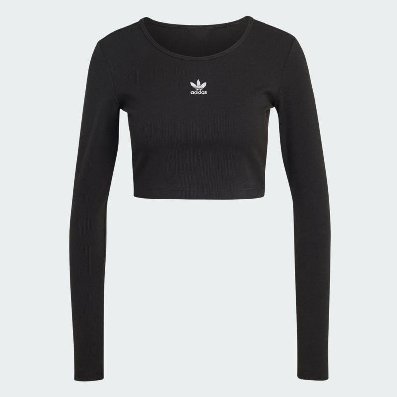 Essentials Ribbed Crop Long Sleeve Tee - 1