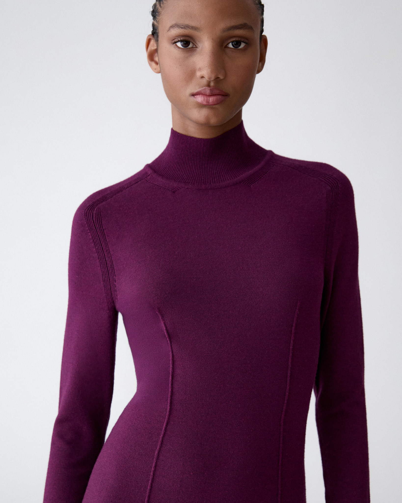 Merino-Silk Turtleneck Dress - 4