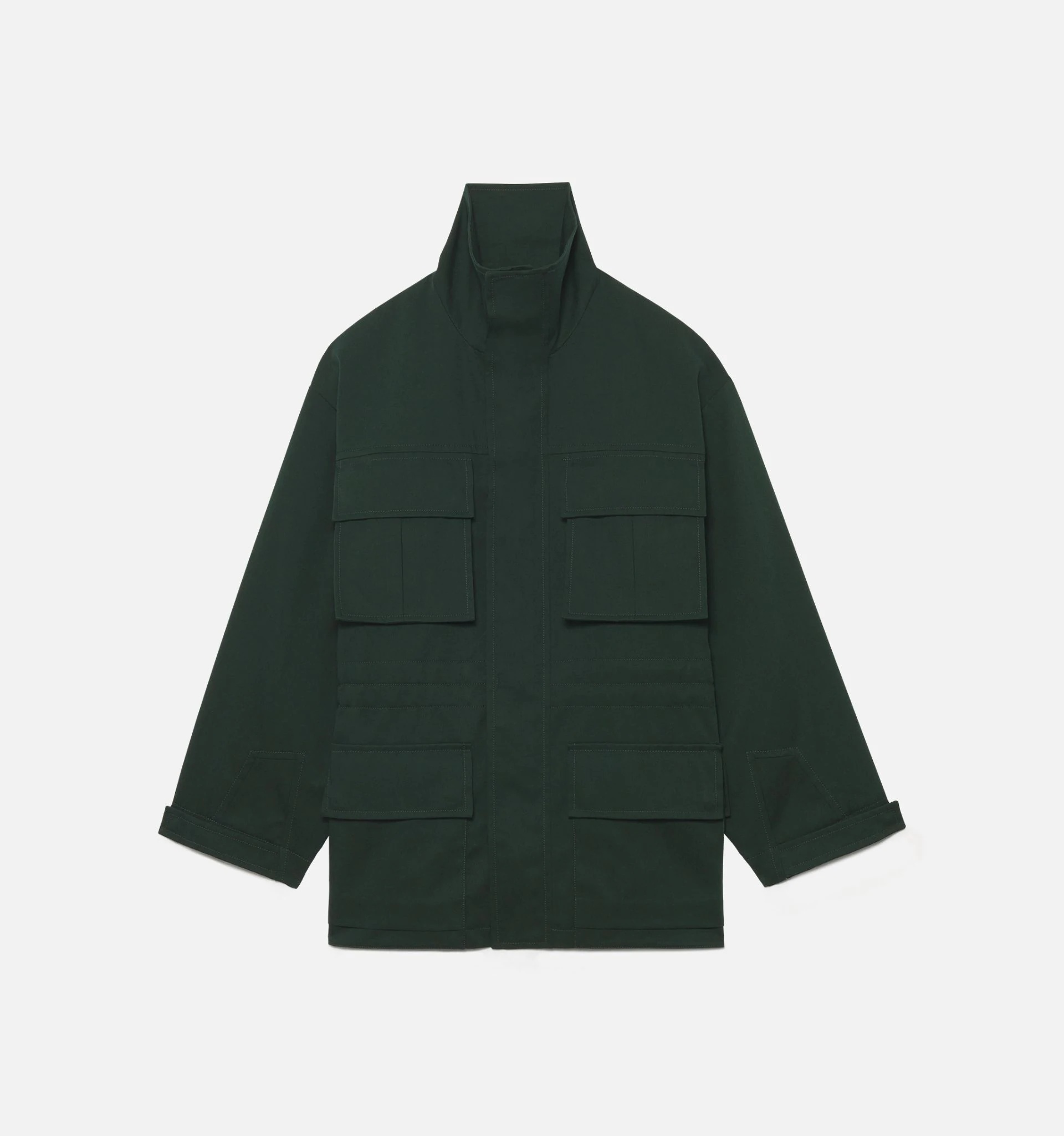 Zipped Parka With Elasticated Waist And Patch Pockets - 6