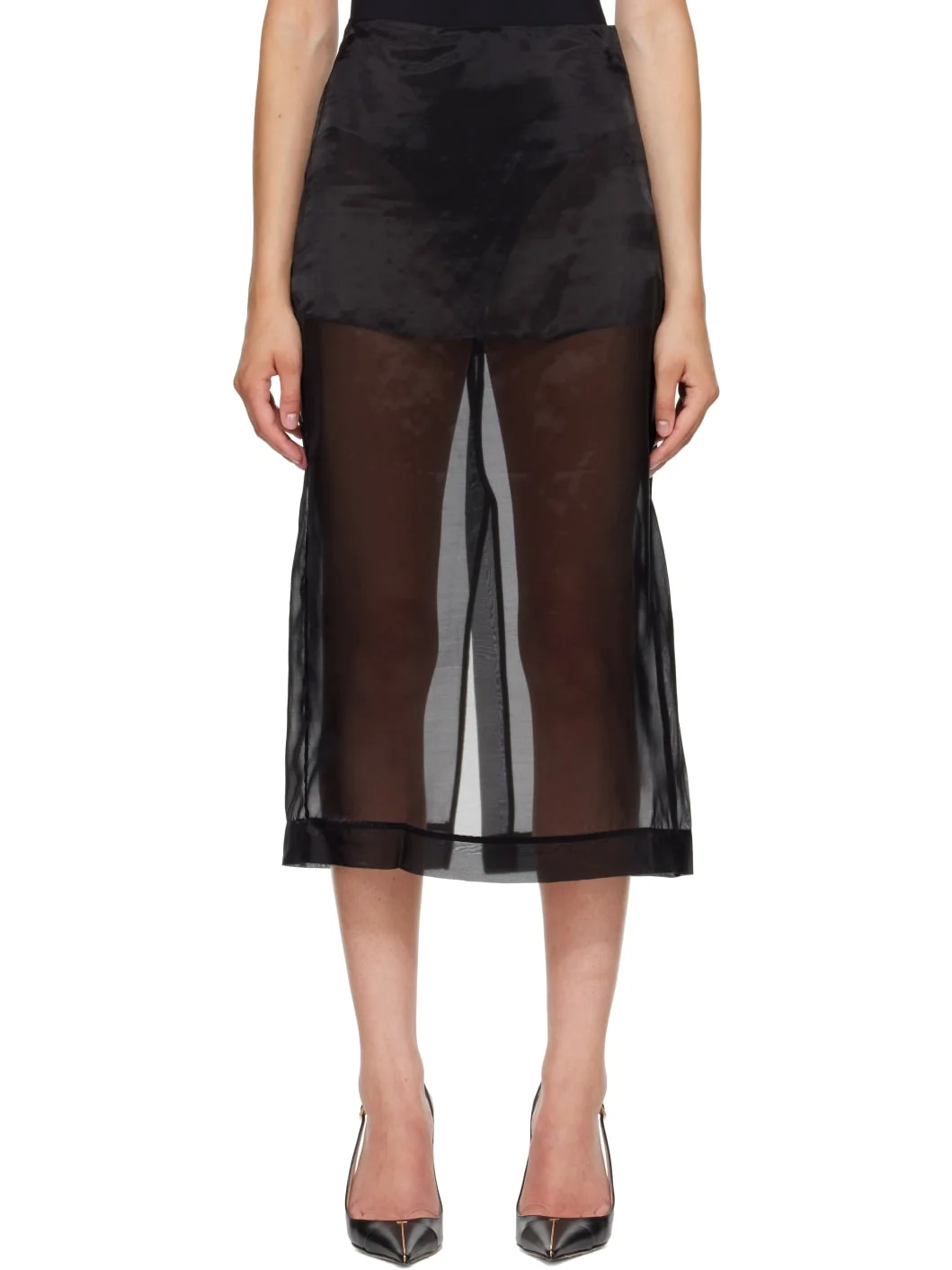 Black Peri Sheer Midi Skirt - 1