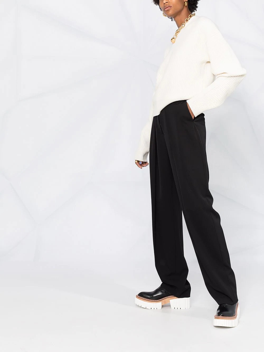 high-waisted straight-leg trousers - 4