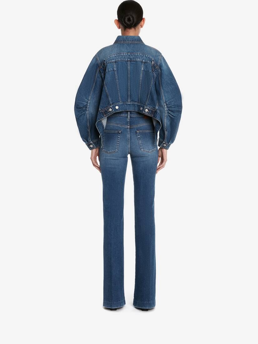 Women's Cocoon Sleeve Denim Jacket in Indigo - 4