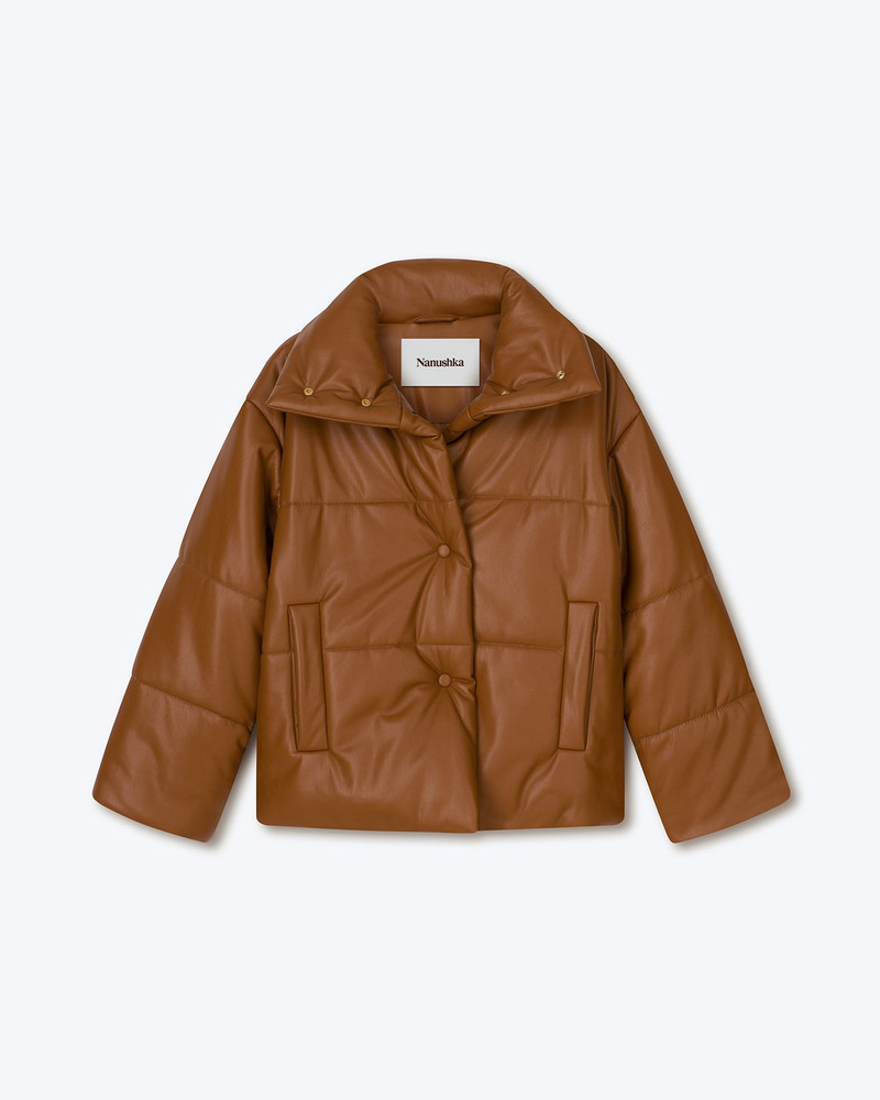 HIDE - OKOBOR™ alt-leather puffer jacket - Tobacco 1