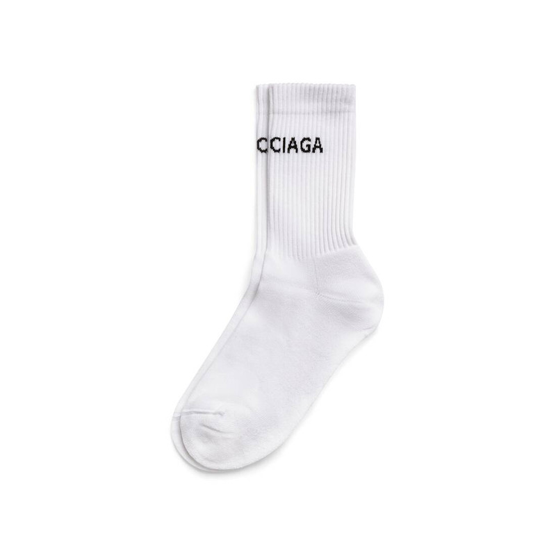 BALENCIAGA Men's Sporty B Tennis Socks in White outlook