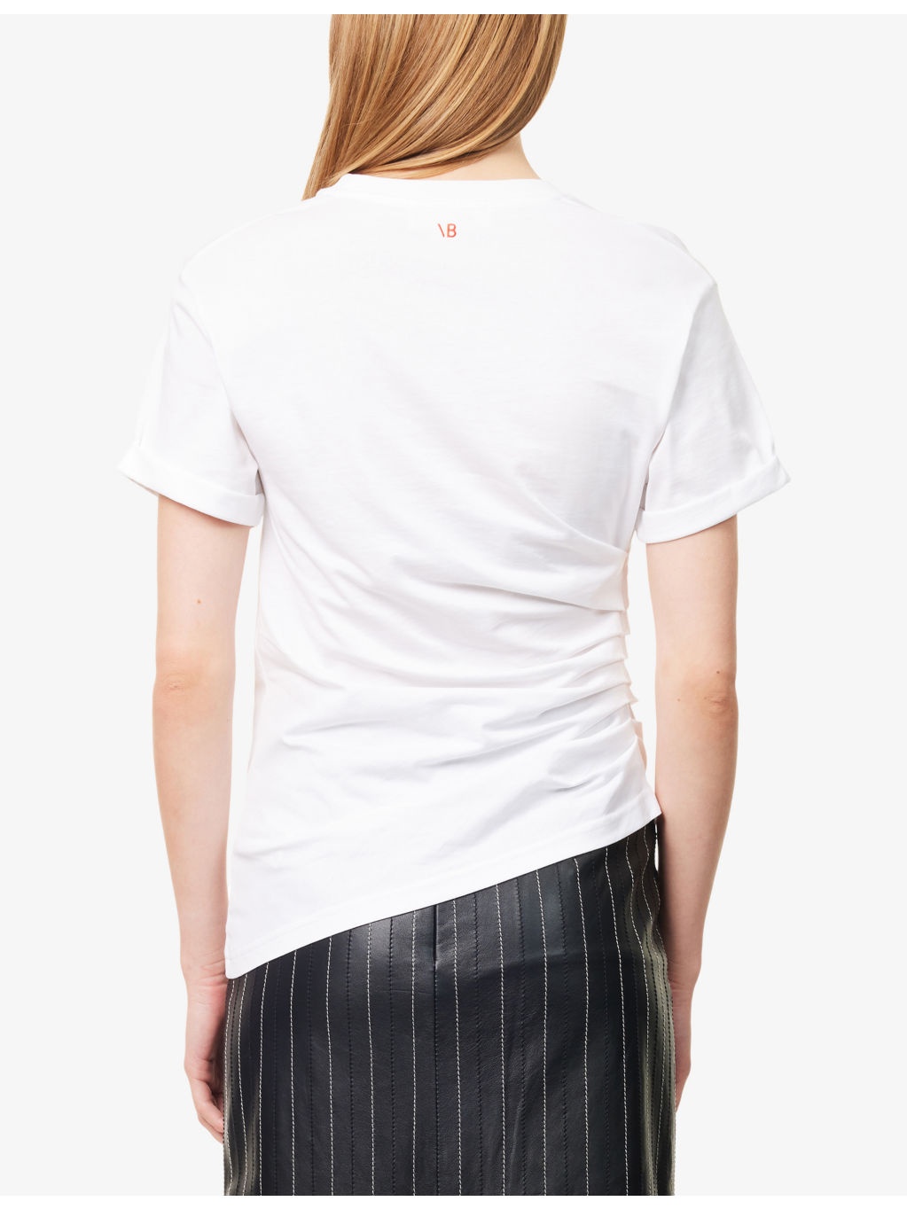 Gathered Round-Neck Cotton T-Shirt - 4