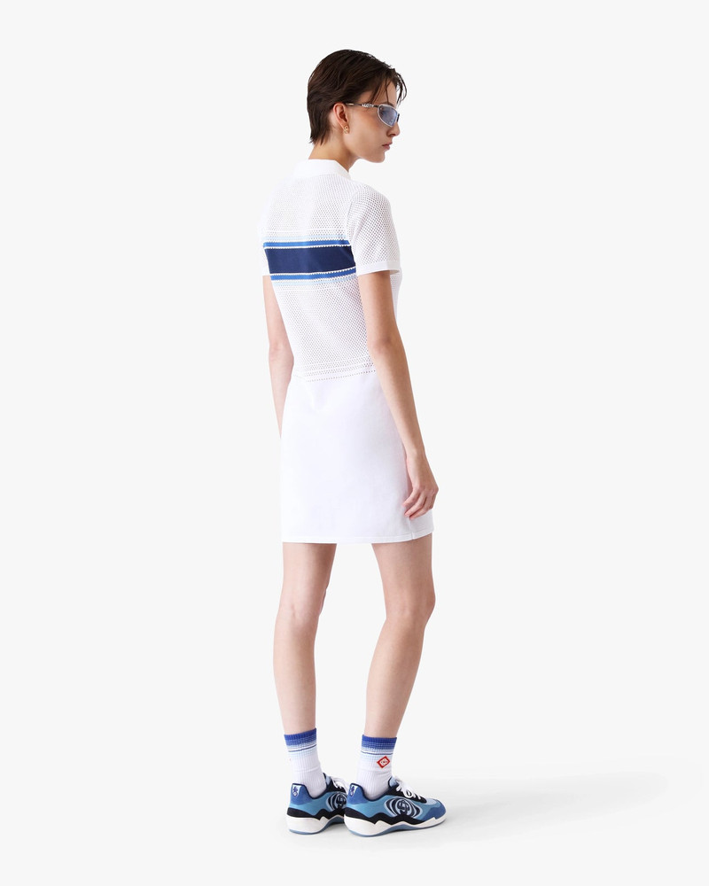 White & Blue Striped Mesh Midi Dress | Casablanca Paris 3