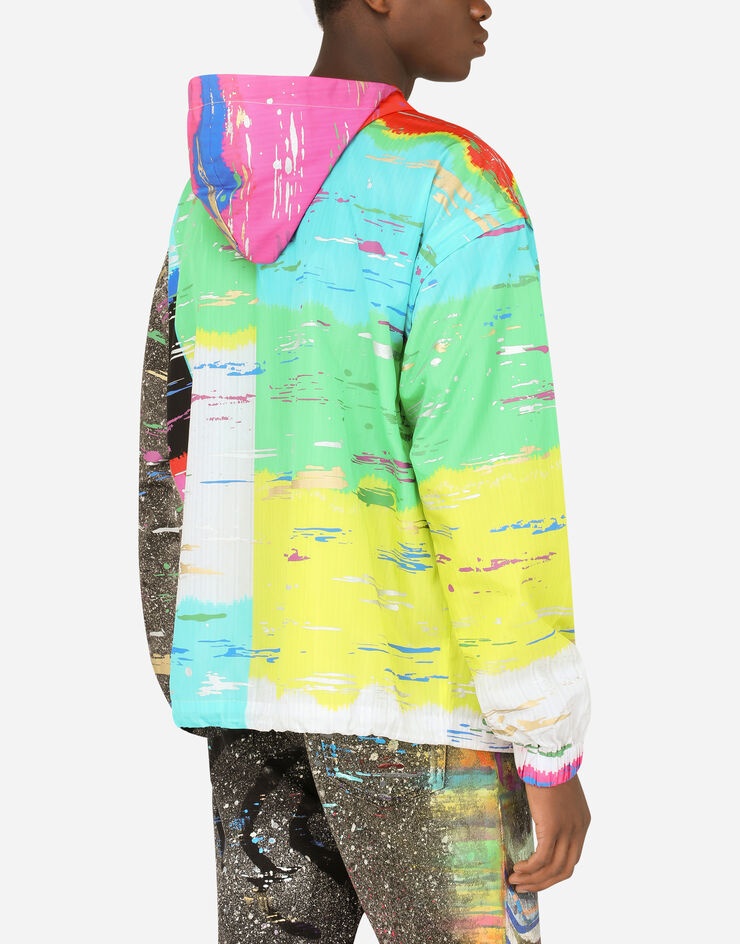 Nylon hoodie with multi-colored glitch print - 5