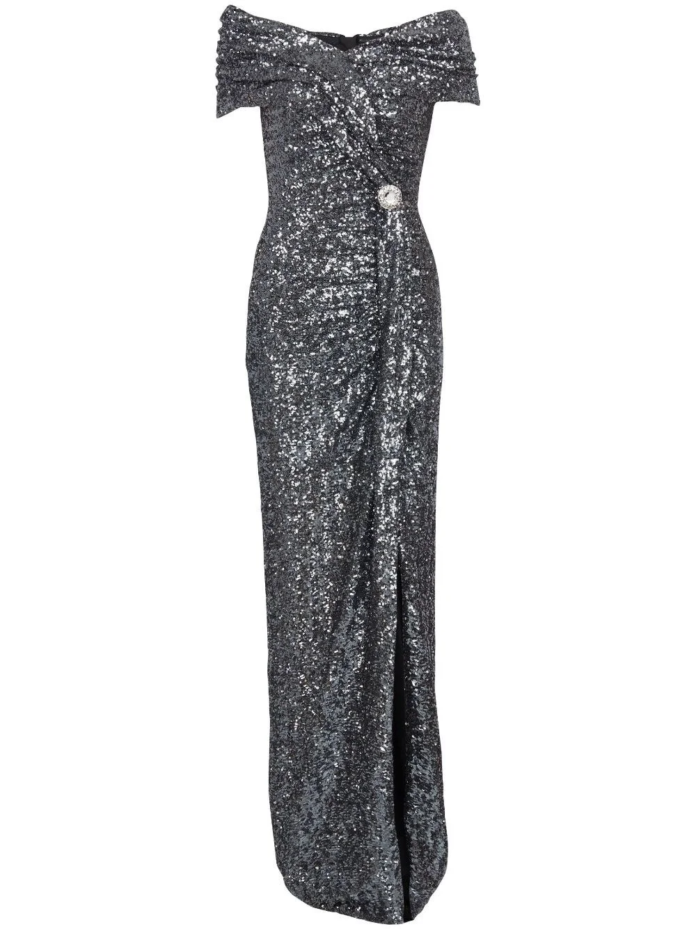 off-shoulder sequin-embellished gown - 1