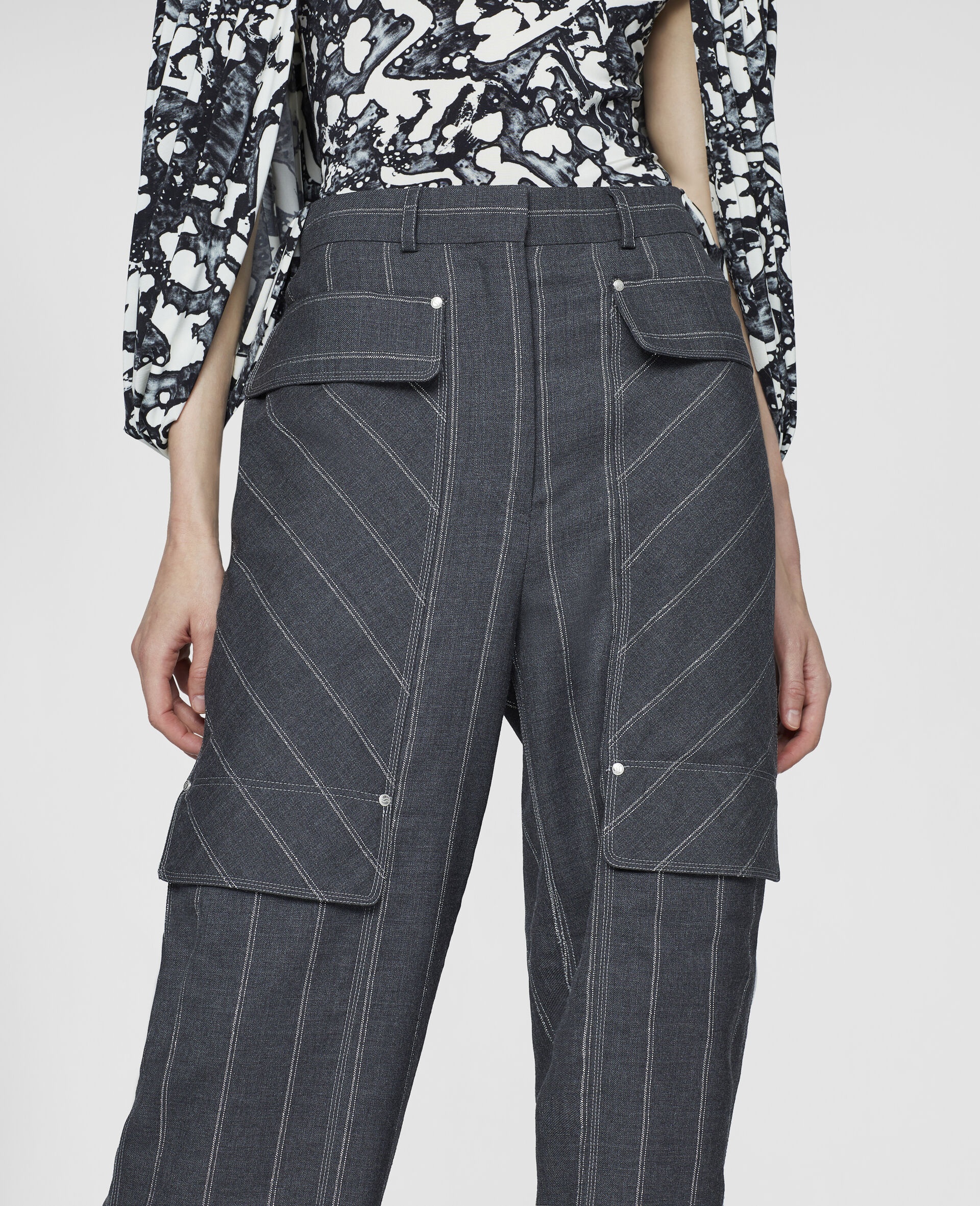 Pinstripe Wool Straight Trousers - 4