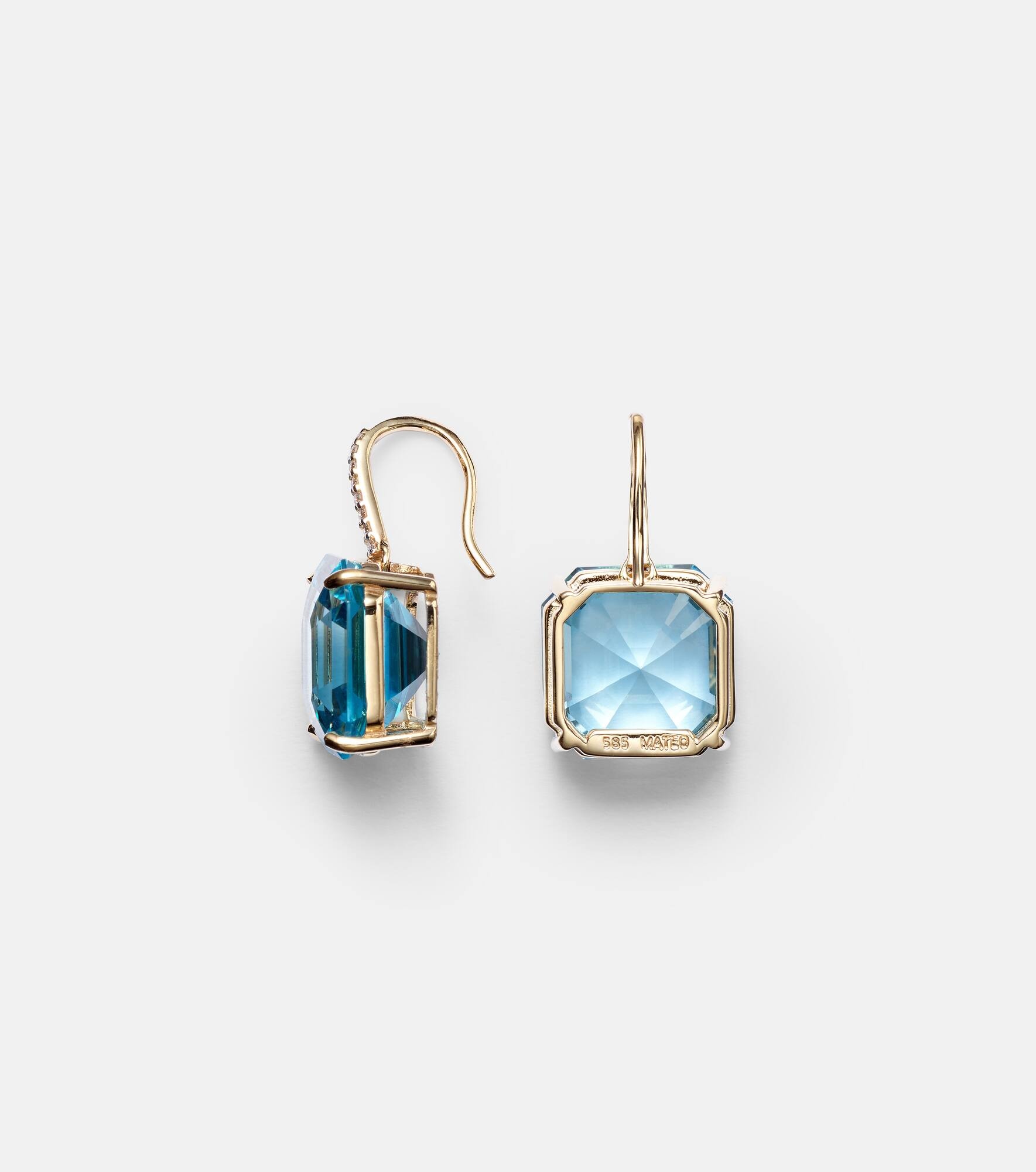 14kt gold earrings with topaz and diamonds - 4