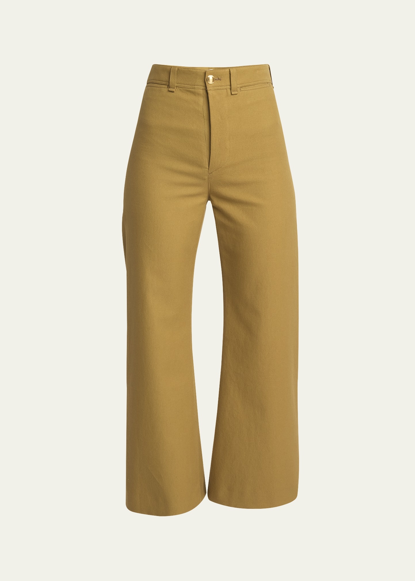 Cotton Drill Cropped Wide-Leg Trousers - 1