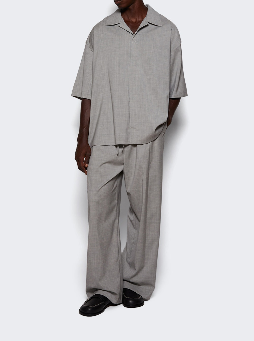 Wool Short Sleeve Shirt Grey - 5