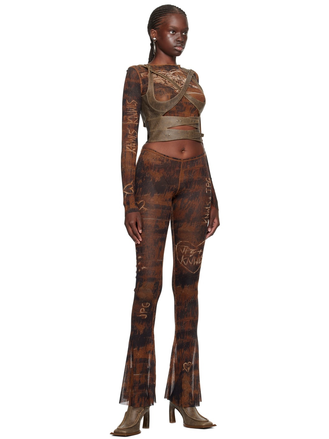 Jean Paul Gaultier x KNWLS semi-sheer flared trousers