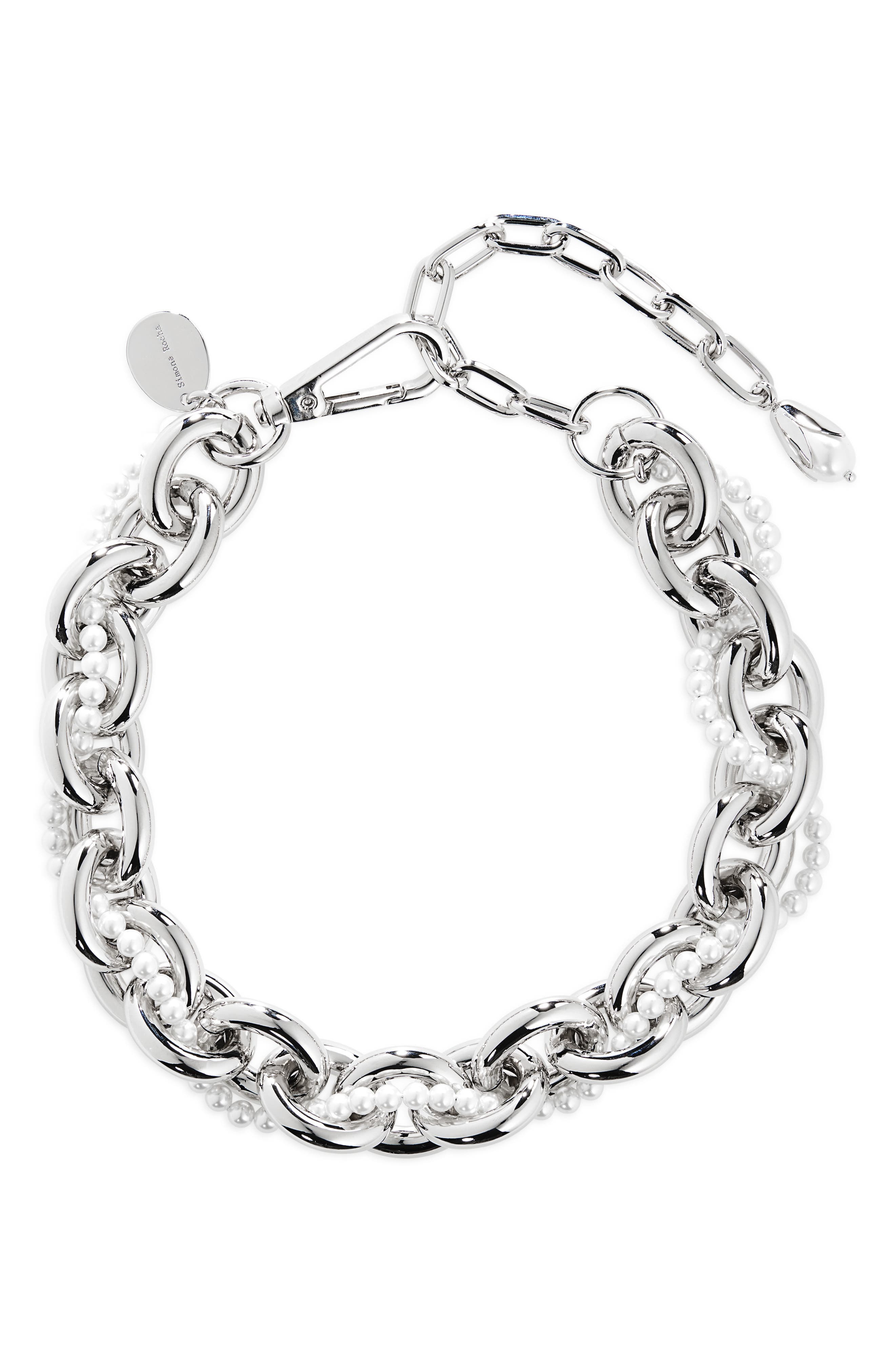 Simone Rocha XL Faux Pearl Chain Necklace in Pearl/Rhodium at Nordstrom - 1