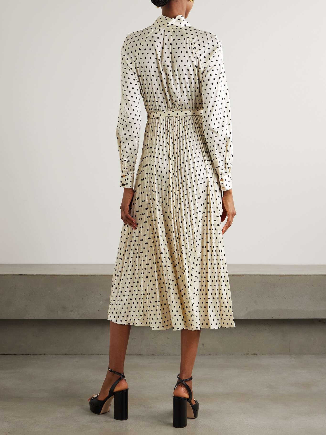 Polka Dot Side Bow Pleated Dress ブラウン Curve Chocolate Polka Dot Wrap Over Tie Side Midaxi Dress