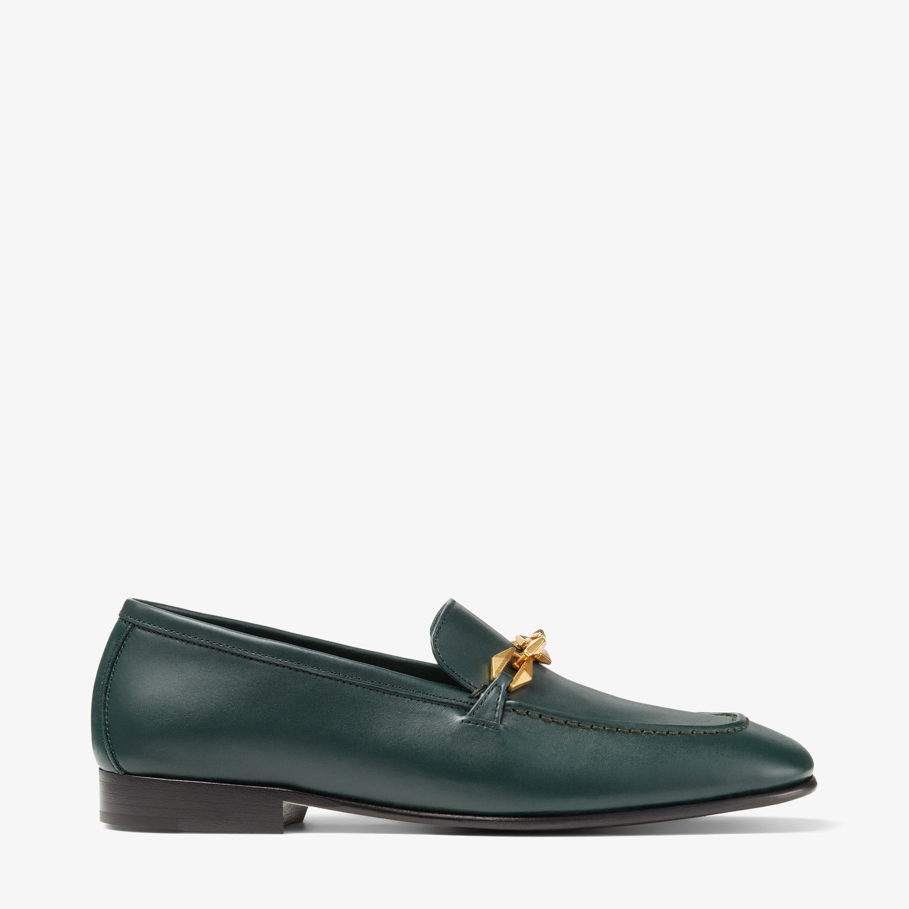 Diamond Tilda Loafer
Dark Green Calf Leather Loafers with Diamond Chain - 1