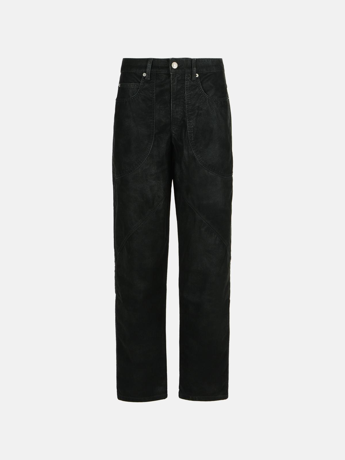 'KELVINA' BLACK FAUX LEATHER PANTS - 1