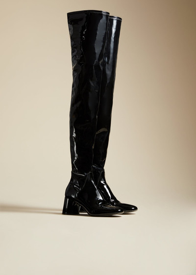 KHAITE The Wythe Over-the-Knee Boot in Black Patent Leather outlook
