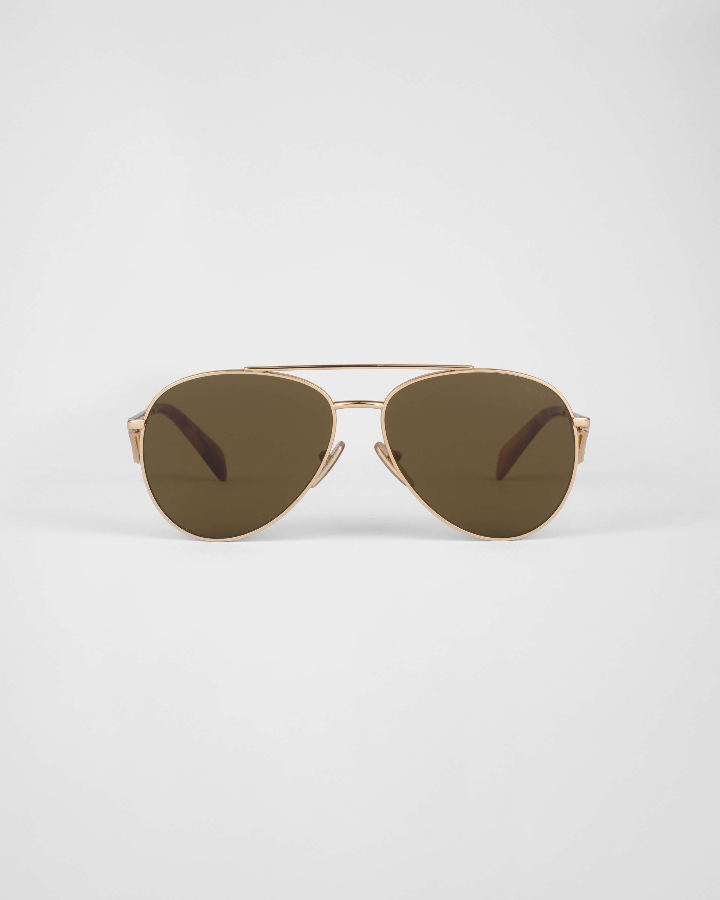 【極美品】PRADA sunglasses gold brown logo Prada Eyewear logo-engraved Sunglasses | Gold | FARFETCH
