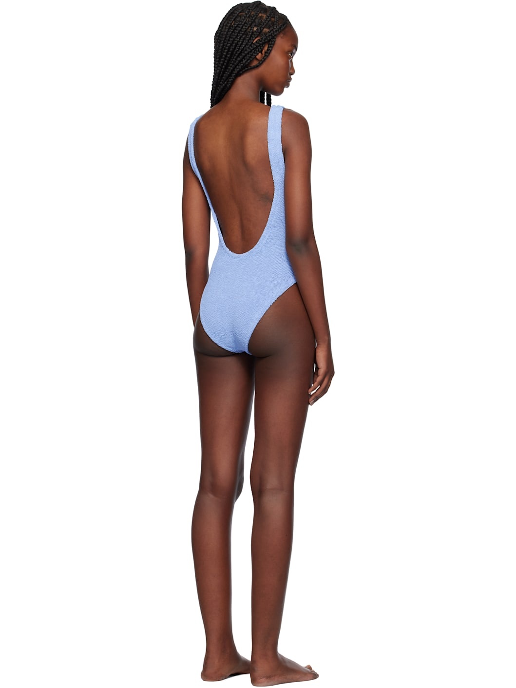 Blue Square Neck Swimsuit - 3
