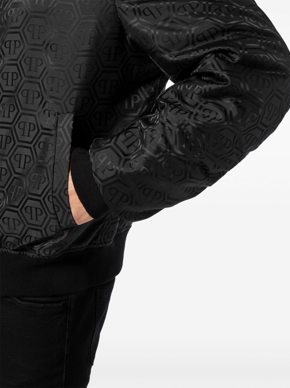 monogram-jacquard bomber jacket - 5