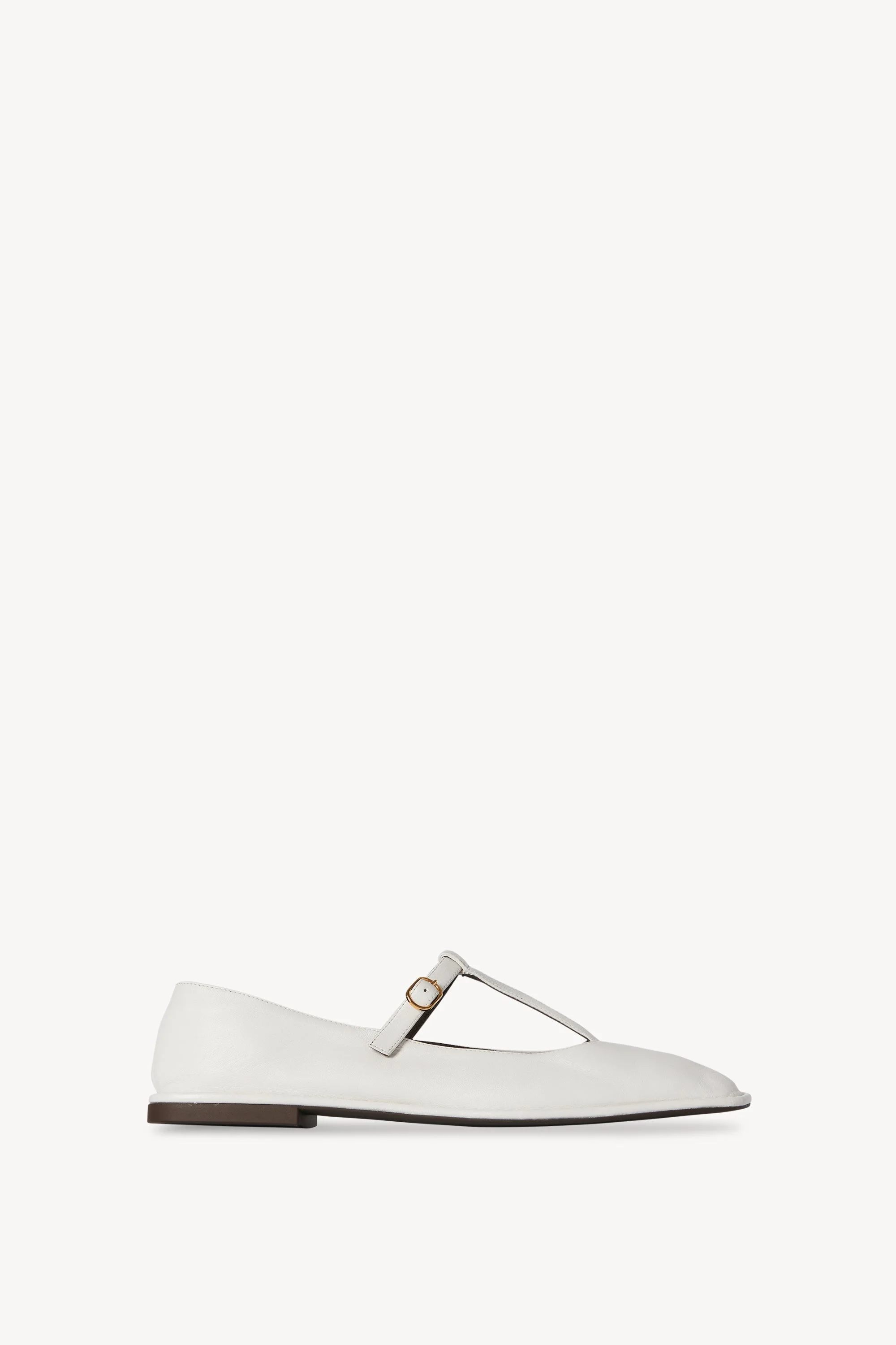 Square T-Strap Flat in Leather - 1