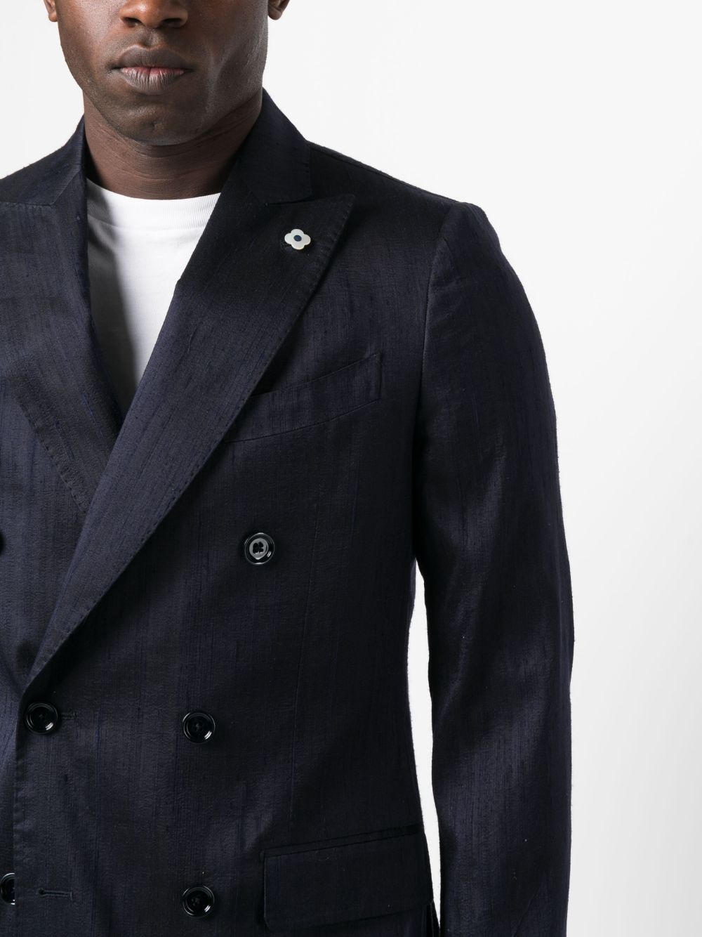 double-breasted silk blazer - 5