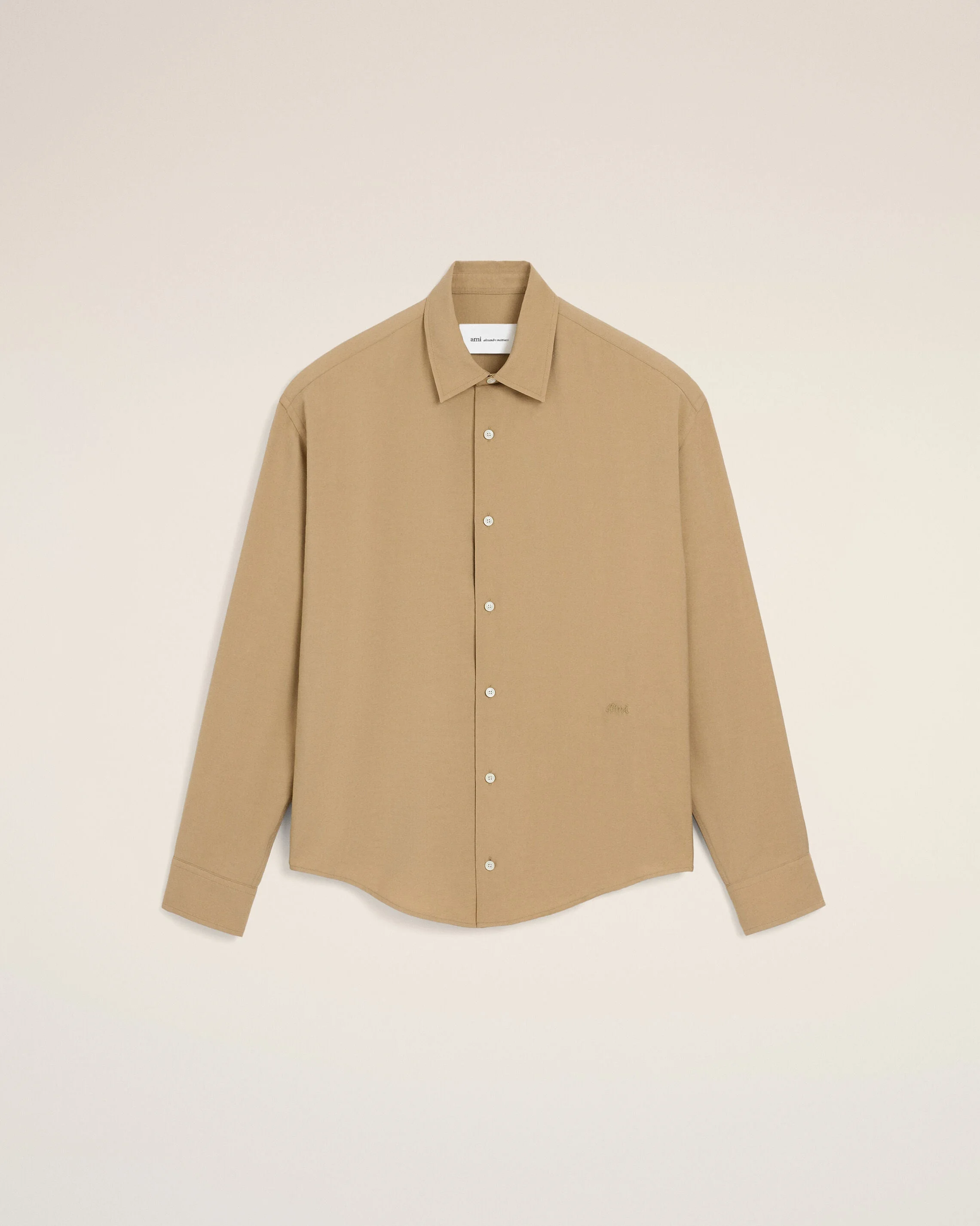 BEIGE BOXY VISCOSE TWILL SHIRT - 1
