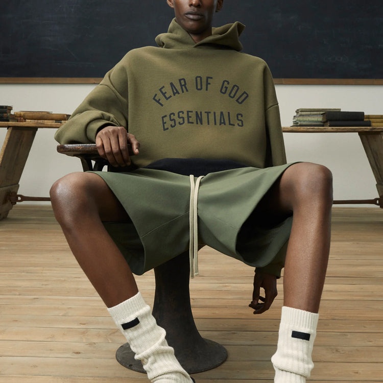 Fear of God Essentials Fleece Hoodie 'Olive' 192BT246254F - 3